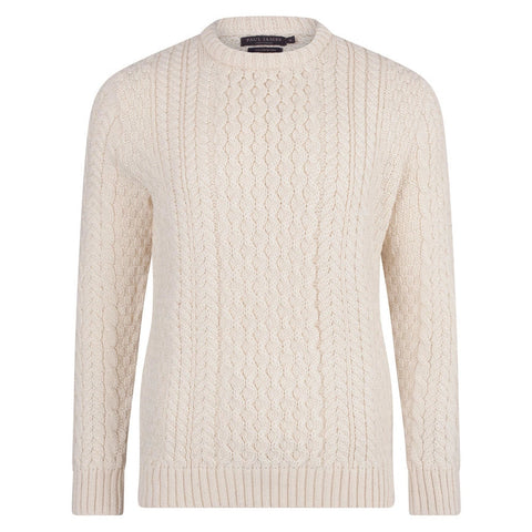 Mens Fisherman's British Wool Cable Jumper Aran-Jumper-Paul James Knitwear-XS-Aran-Urbanheer