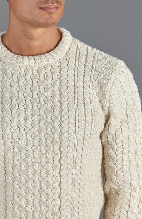 Mens Fisherman's British Wool Cable Jumper Aran-Jumper-Paul James Knitwear-XS-Aran-Urbanheer