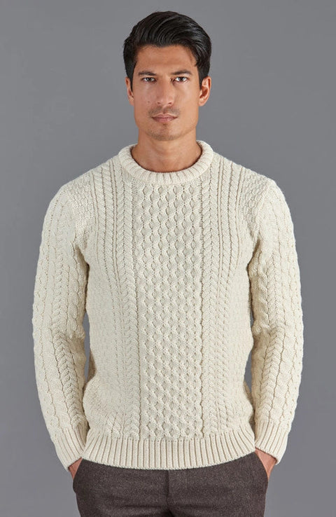 Mens Fisherman's British Wool Cable Jumper Aran-Jumper-Paul James Knitwear-XS-Aran-Urbanheer