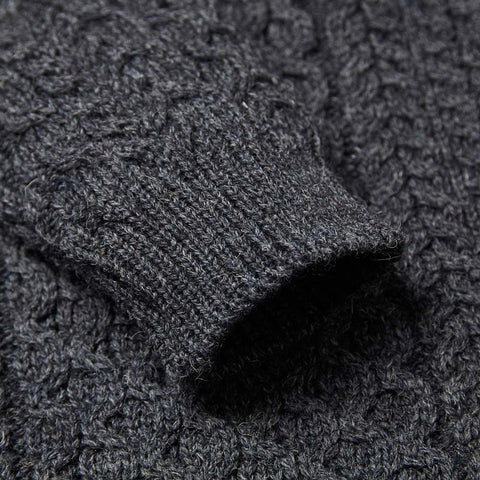 Mens Fisherman's British Wool Cable Jumper Charcoal-Jumper-Paul James Knitwear-S-Charcoal-Urbanheer