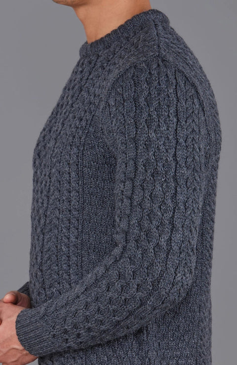 Mens Fisherman's British Wool Cable Jumper Charcoal-Jumper-Paul James Knitwear-S-Charcoal-Urbanheer