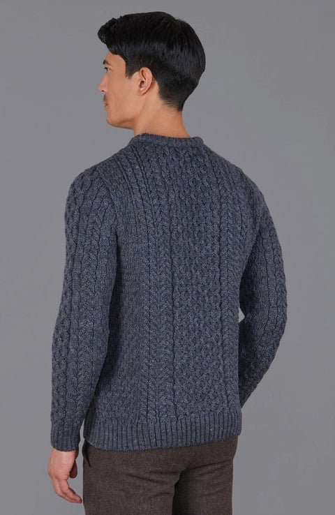 Mens Fisherman's British Wool Cable Jumper Charcoal-Jumper-Paul James Knitwear-S-Charcoal-Urbanheer