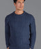 Mens Fisherman's British Wool Cable Jumper Denim Blue-Jumper-Paul James Knitwear-S-Denim Blue-Urbanheer