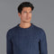 Mens Fisherman's British Wool Cable Jumper Denim Blue-Jumper-Paul James Knitwear-S-Denim Blue-Urbanheer