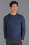 Mens Fisherman's British Wool Cable Jumper Denim Blue-Jumper-Paul James Knitwear-S-Denim Blue-Urbanheer