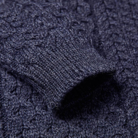 Mens Fisherman's British Wool Cable Jumper Denim Blue-Jumper-Paul James Knitwear-S-Denim Blue-Urbanheer