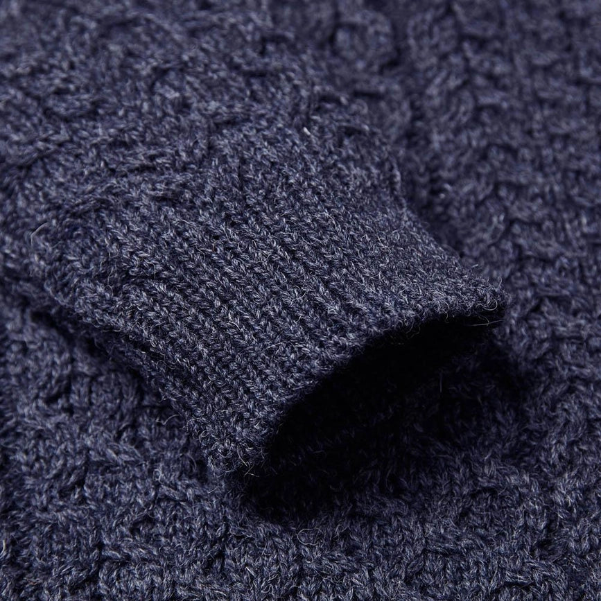 Mens Fisherman's British Wool Cable Jumper Denim Blue-Jumper-Paul James Knitwear-S-Denim Blue-Urbanheer