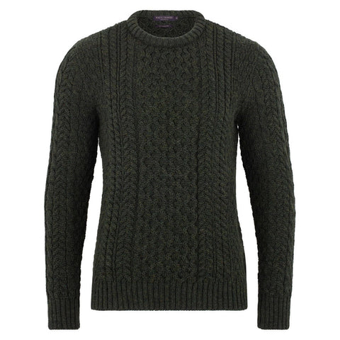 Mens Fisherman's British Wool Cable Jumper Loden Green-Jumper-Paul James Knitwear-XXL-Loden Green-Urbanheer