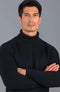 Mens Heavyweight Cotton Submariner Roll Neck Jumper Black-Jumper-Paul James Knitwear-XS-Urbanheer