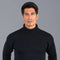 Mens Heavyweight Cotton Submariner Roll Neck Jumper Black-Jumper-Paul James Knitwear-XS-Urbanheer
