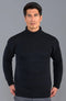 Mens Heavyweight Cotton Submariner Roll Neck Jumper Black-Jumper-Paul James Knitwear-XS-Urbanheer