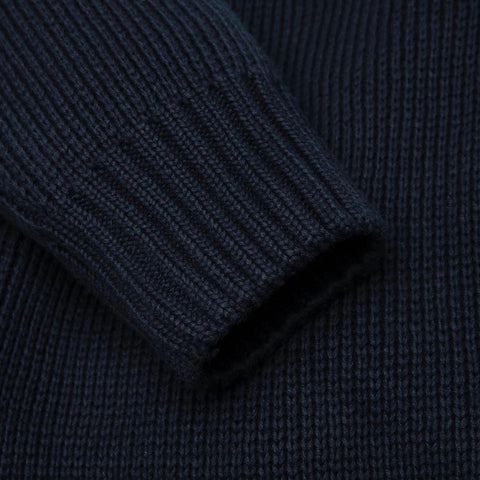 Mens Heavyweight Cotton Submariner Roll Neck Jumper Navy-Jumper-Paul James Knitwear-XS-Urbanheer
