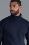 Mens Heavyweight Cotton Submariner Roll Neck Jumper Navy-Jumper-Paul James Knitwear-XS-Urbanheer