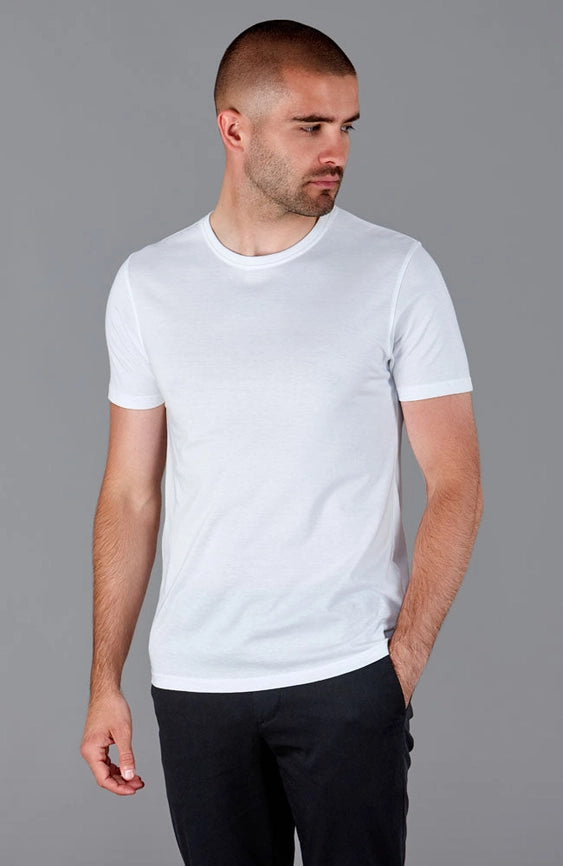 Mens Heavyweight Fitted Supima Cotton T-Shirt White-T-Shirt-Paul James Knitwear-S-White-Urbanheer