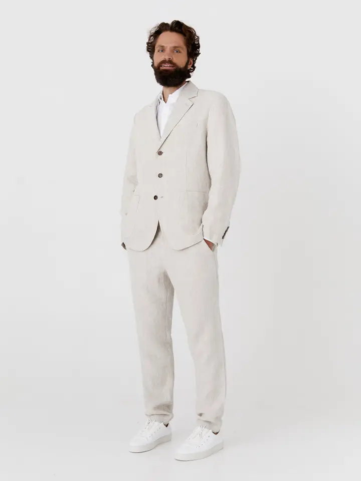 Men's Heavyweight Linen Blazer Salvador in Natural Melange-Blazer-MagicLinen-S-Natural Melange-Urbanheer