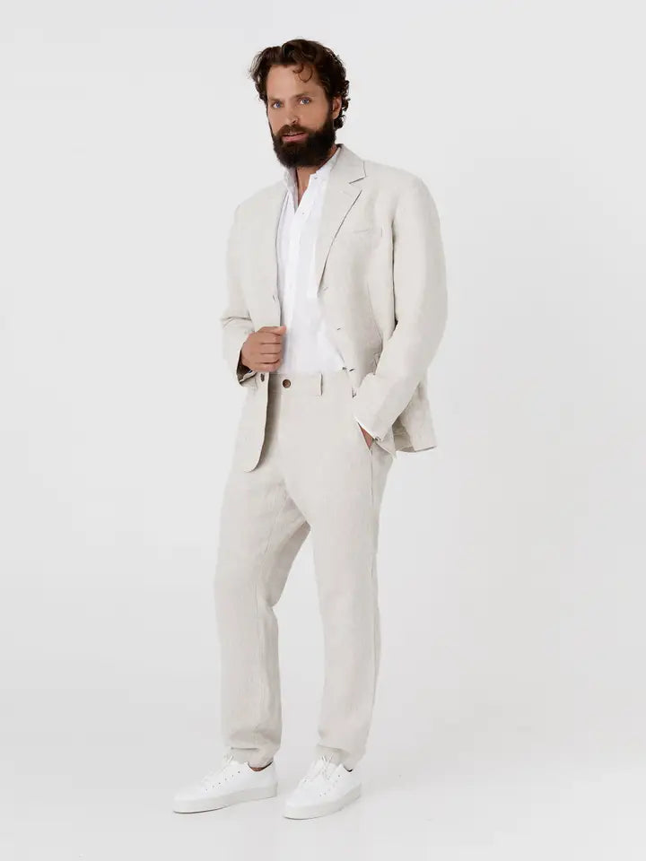Men's Heavyweight Linen Blazer Salvador in Natural Melange-Blazer-MagicLinen-S-Natural Melange-Urbanheer