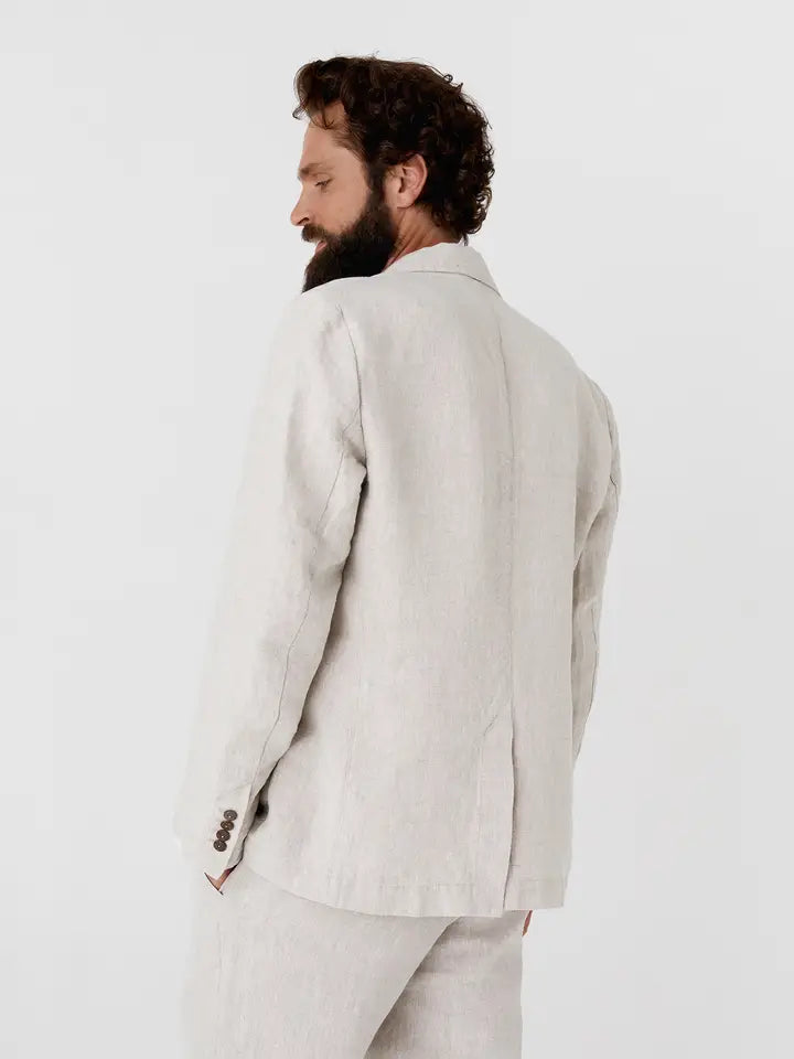 Men's Heavyweight Linen Blazer Salvador in Natural Melange-Blazer-MagicLinen-S-Natural Melange-Urbanheer