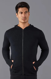 Mens Heavyweight Merino Activewear Hooded Jumper-Hooded Jumper-Paul James Knitwear-S-Black-Urbanheer