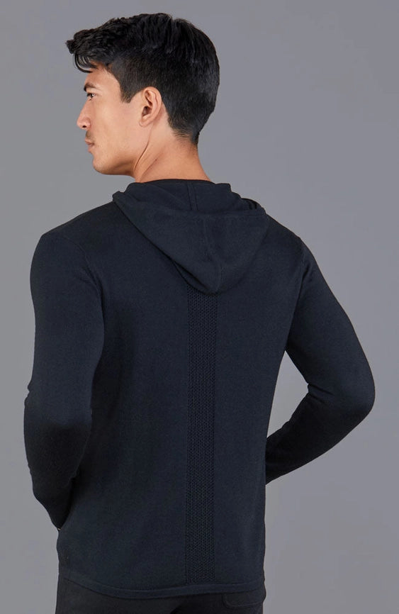 Mens Heavyweight Merino Activewear Hooded Jumper-Hooded Jumper-Paul James Knitwear-S-Black-Urbanheer