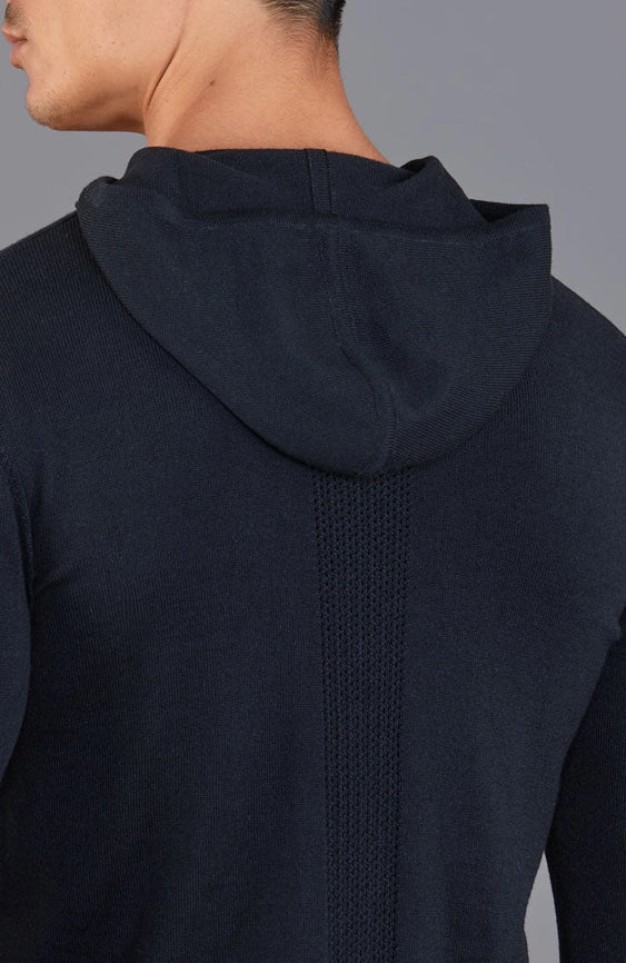 Mens Heavyweight Merino Activewear Hooded Jumper-Hooded Jumper-Paul James Knitwear-S-Black-Urbanheer
