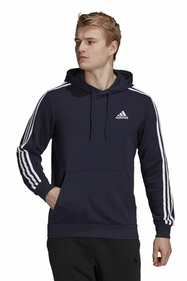 Men’s Hoodie Adidas Essentials 3 Stripes Navy Blue-Sports | Fitness > Sports material and equipment > Sports sweatshirts-Adidas-Urbanheer