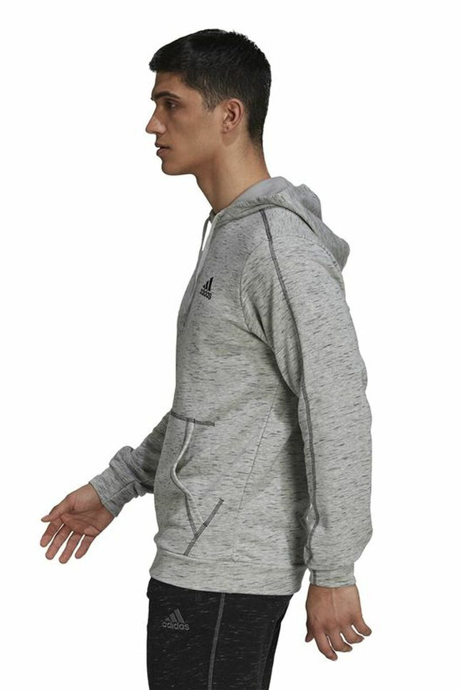 Men’s Hoodie Adidas Essentials Mélange Embroidered Light grey-Sports | Fitness > Sports material and equipment > Sports sweatshirts-Adidas-Urbanheer