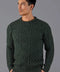 Mens Jarvis 100% British Wool Aran Cable Sweater-Sweater-Paul James Knitwear-S-Green-Urbanheer
