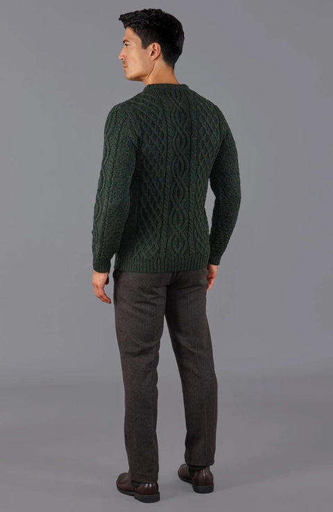 Mens Jarvis 100% British Wool Aran Cable Sweater-Sweater-Paul James Knitwear-S-Green-Urbanheer