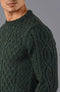 Mens Jarvis 100% British Wool Aran Cable Sweater-Sweater-Paul James Knitwear-S-Green-Urbanheer