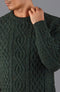 Mens Jarvis 100% British Wool Aran Cable Sweater-Sweater-Paul James Knitwear-S-Green-Urbanheer