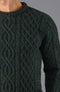 Mens Jarvis 100% British Wool Aran Cable Sweater-Sweater-Paul James Knitwear-S-Green-Urbanheer