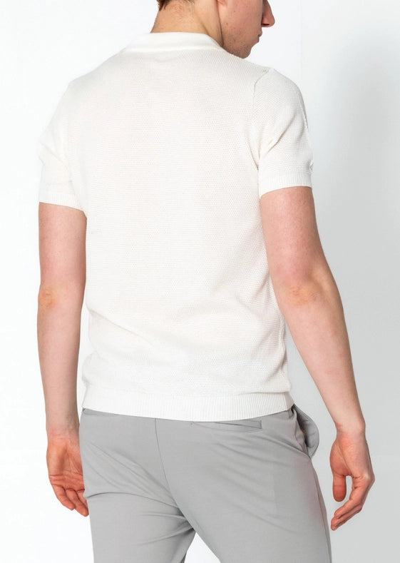 Men's Jersey Knit V-Neck Polo Shirt - Off White