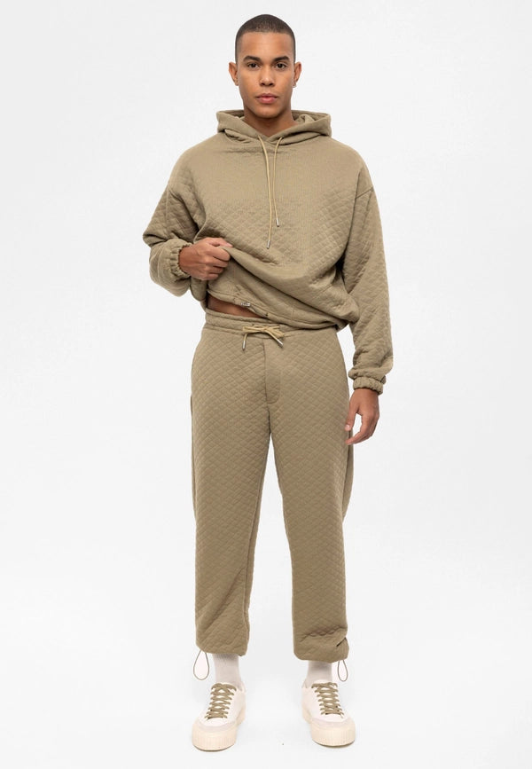 Men's Khaki Diamond Patterned Oversize Tracksuit Set-Set-Wessi-S-Khaki-Urbanheer