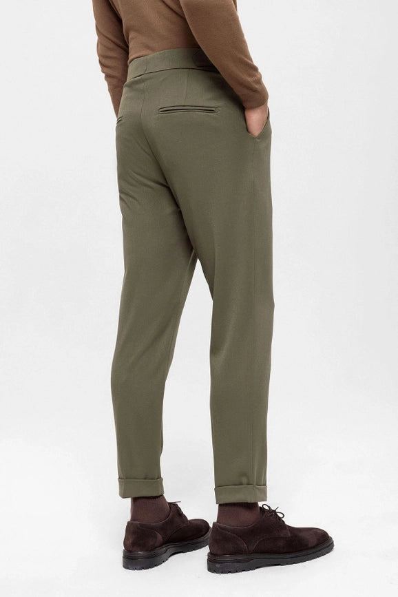 Men's Khaki High Waist Pleated Trousers-Trousers-Wessi-31-Khaki-Urbanheer
