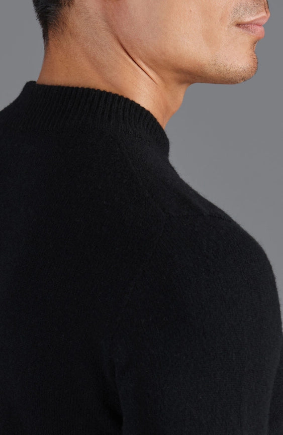 Mens Lambswool Narrow Mock Turtle Neck Jumper-Jumper-Paul James Knitwear-M-Black-Urbanheer