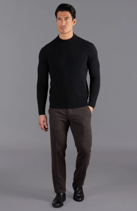 Mens Lambswool Narrow Mock Turtle Neck Jumper-Jumper-Paul James Knitwear-M-Black-Urbanheer