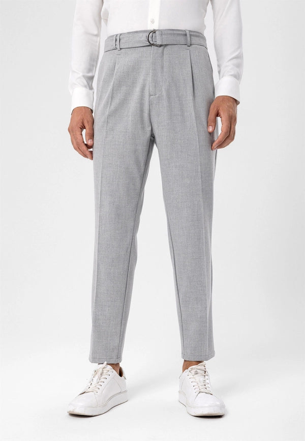 Men's Light Grey High Waist Girdle Closure Trousers-Trousers-Wessi-30-Light Grey-Urbanheer