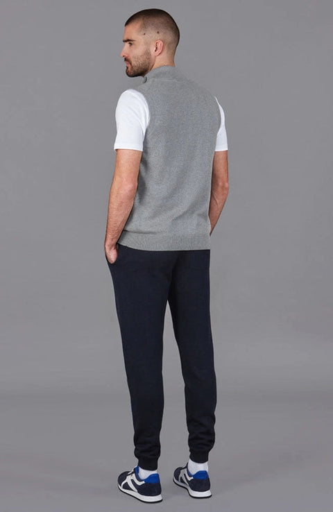 Mens Lightweight 100% Cotton Zip Through Gilet Ash Grey-Gilet-Paul James Knitwear-S-Urbanheer