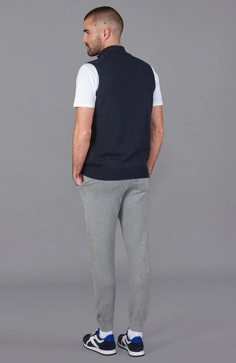 Mens Lightweight 100% Cotton Zip Through Gilet Navy-Gilet-Paul James Knitwear-S-Urbanheer