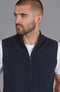 Mens Lightweight 100% Cotton Zip Through Gilet Navy-Gilet-Paul James Knitwear-S-Urbanheer