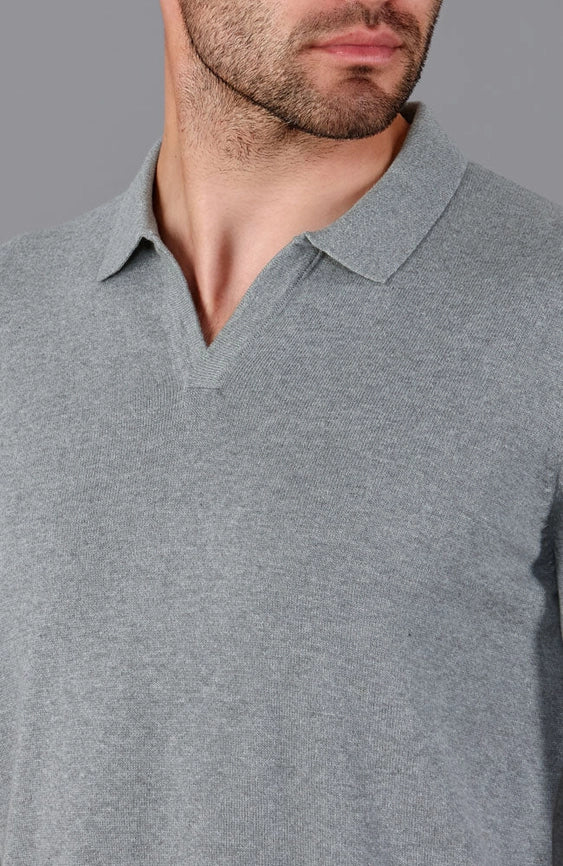 Mens Lightweight Cotton Buttonless Polo Shirt Ash Grey-Polo Shirt-Paul James Knitwear-XXL-Ash Grey-Urbanheer
