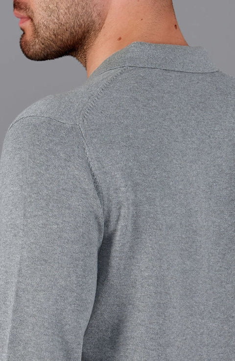 Mens Lightweight Cotton Buttonless Polo Shirt Ash Grey-Polo Shirt-Paul James Knitwear-XXL-Ash Grey-Urbanheer