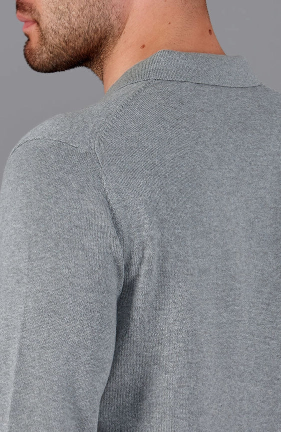 Mens Lightweight Cotton Buttonless Polo Shirt Ash Grey-Polo Shirt-Paul James Knitwear-XXL-Ash Grey-Urbanheer