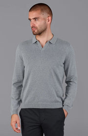 Mens Lightweight Cotton Buttonless Polo Shirt Ash Grey-Polo Shirt-Paul James Knitwear-XXL-Ash Grey-Urbanheer