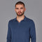 Mens Lightweight Cotton Buttonless Polo Shirt Blue Melange-Polo Shirt-Paul James Knitwear-S-Blue Melange-Urbanheer