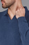 Mens Lightweight Cotton Buttonless Polo Shirt Blue Melange-Polo Shirt-Paul James Knitwear-S-Blue Melange-Urbanheer