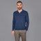 Mens Lightweight Cotton Buttonless Polo Shirt Blue Melange-Polo Shirt-Paul James Knitwear-S-Blue Melange-Urbanheer