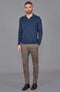 Mens Lightweight Cotton Buttonless Polo Shirt Blue Melange-Polo Shirt-Paul James Knitwear-S-Blue Melange-Urbanheer