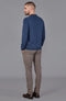 Mens Lightweight Cotton Buttonless Polo Shirt Blue Melange-Polo Shirt-Paul James Knitwear-S-Blue Melange-Urbanheer
