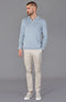 Mens Lightweight Cotton Buttonless Polo Shirt Chalk Blue-Polo Shirt-Paul James Knitwear-XL-Chalk Blue-Urbanheer